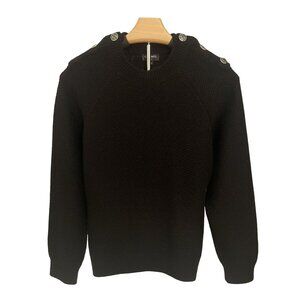Chanel Black Wool Sweater With Silver Button Details On Shoulders Womens